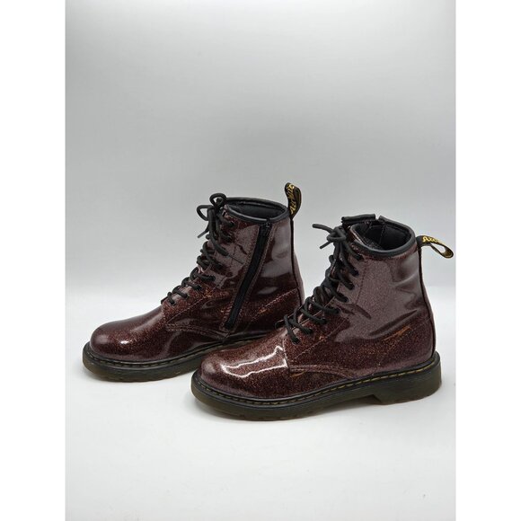 Dr Martens Unisex 1490 Glitter Brown Coated Patent Leather Boots M5 W6 - Picture 3 of 9